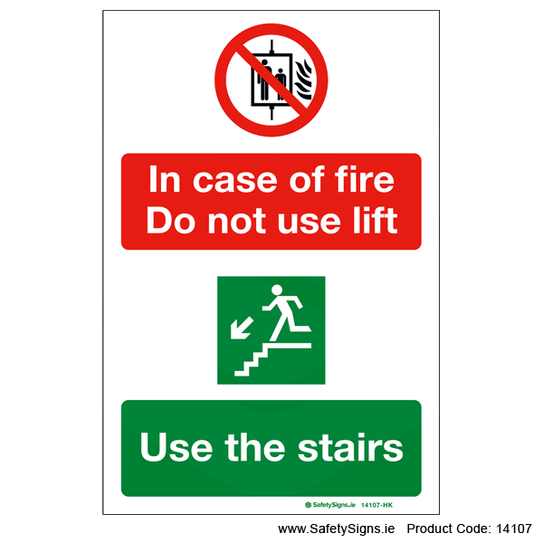 Do not use Lift in event of Fire - 14107