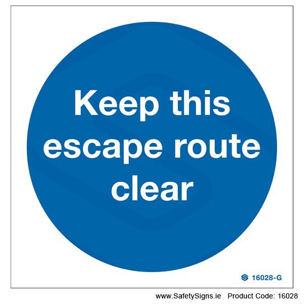 Keep Escape Route Clear - 16028