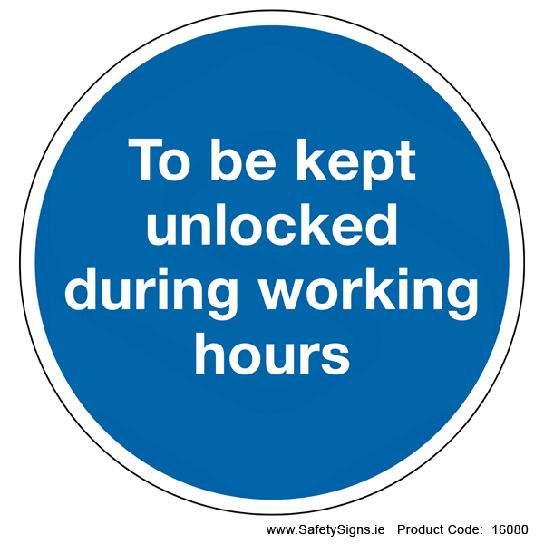 To be kept Unlocked (Circular) - 16080