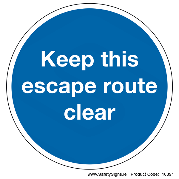 Keep Escape Route Clear (Circular) - 16094