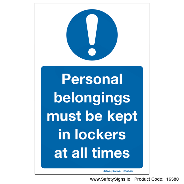 Personal Belongings in Lockers - 16380
