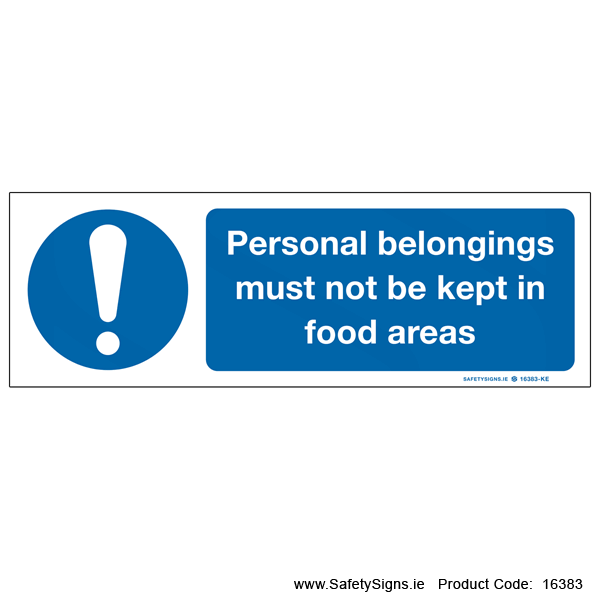 Personal Belongings in Food Areas - 16383