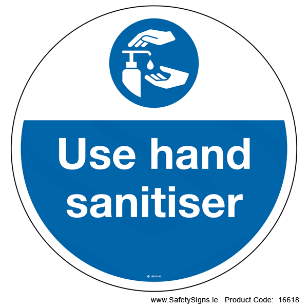 Use Hand Sanitiser - FloorSign (Circular) - 16618