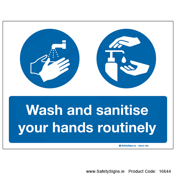 Wash & Sanitise Hands Routinely - 16644