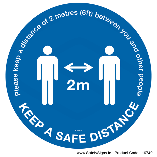 Keep a Safe Distance - FloorSign (Circular) - 16749