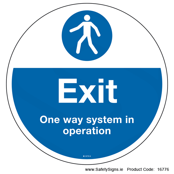Exit One Way System in Operation- FloorSign (Circular) - 16776