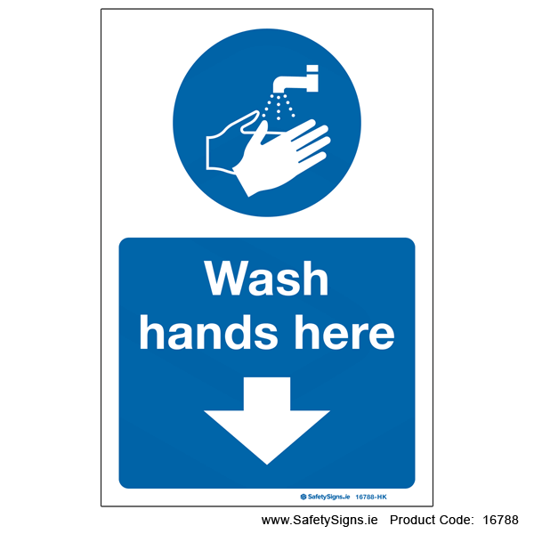 Wash Hands Here - Arrow Down - 16788