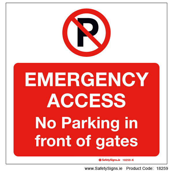 No Parking in Front of Gates - 18259