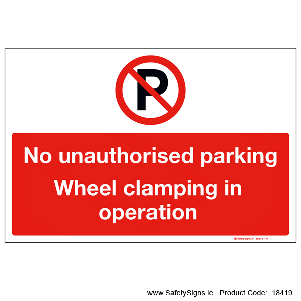 No Unauthorised Parking - 18419