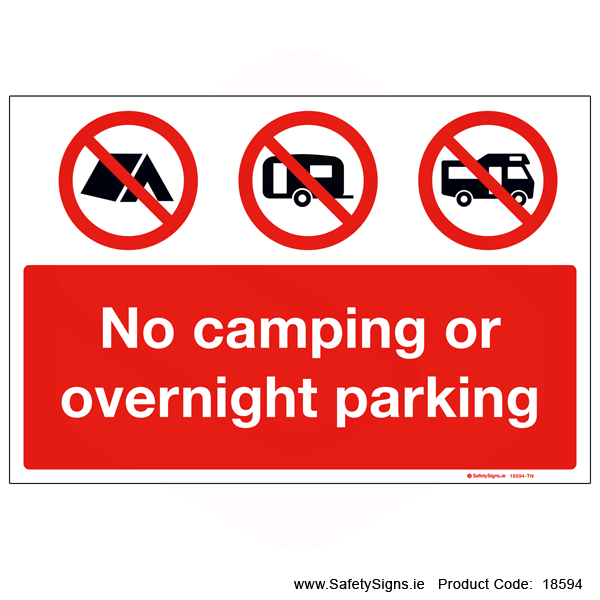 No Camping or Overnight Parking - 18594