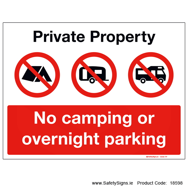 No Camping or Overnight Parking - 18598