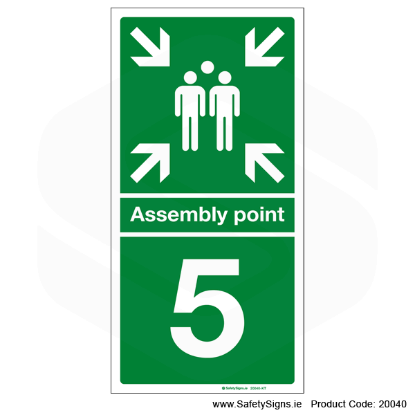 Fire Assembly Point SG303 - Numbers 1 to 5
