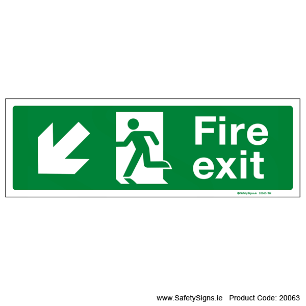 Fire Exit SG102 Arrow Down Left - 20063
