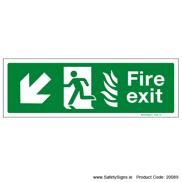 Fire Exit SG104 Arrow Down Left - 20089