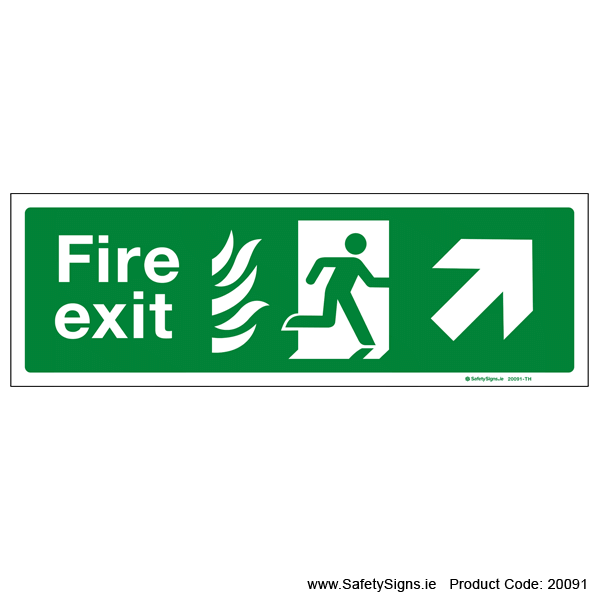 Fire Exit SG104 Arrow Up Right - 20091