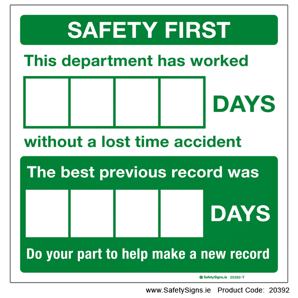 Number of Days Since Last Accident (Department) - 20392