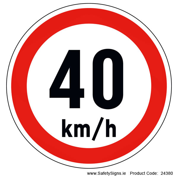 Vehicle Speed Limitation - 40kmh (Circular)- 24380