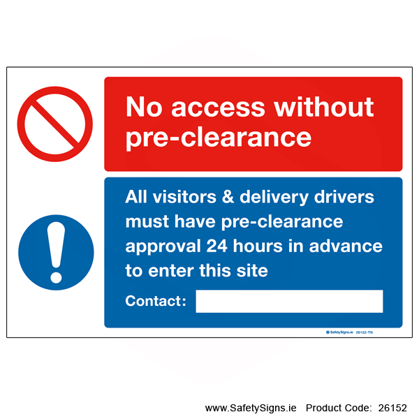 No Access without Pre-clearance - 26152
