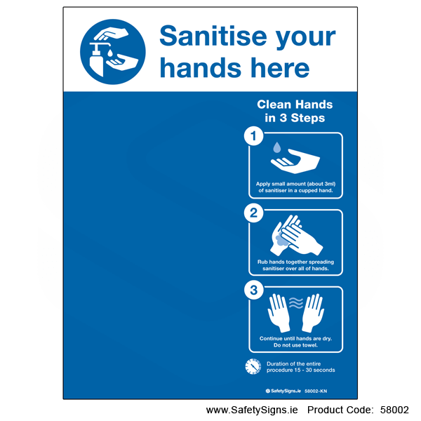 Sanitise Hands Here - Dispenser Backing Panel - 58002