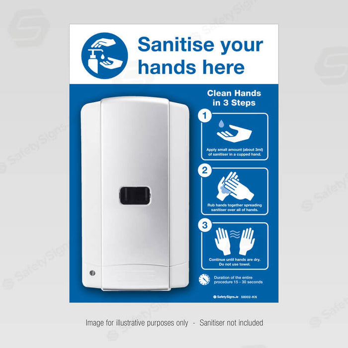 Sanitise Hands Here - Dispenser Backing Panel - 58002