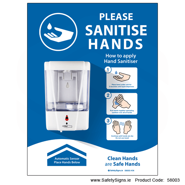 Sanitise Hands - Panel with Dispenser - 58003
