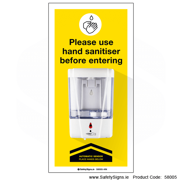 Sanitise Before Entering - Panel with Dispenser - 58005