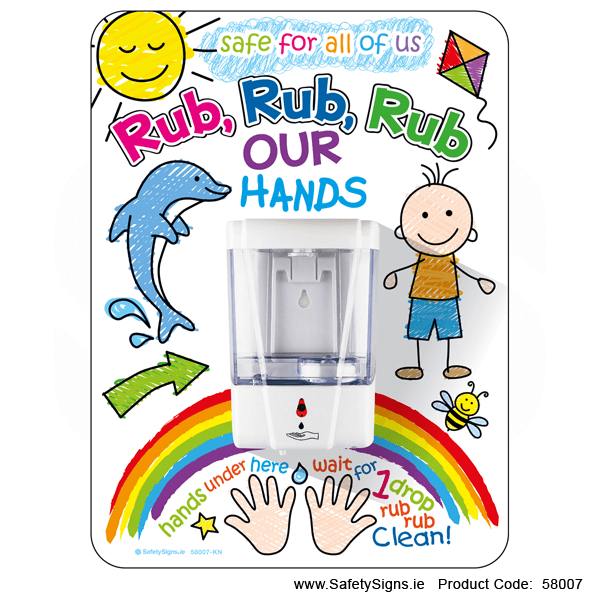 Rub our Hands - Kids - Panel with Dispenser - 58007