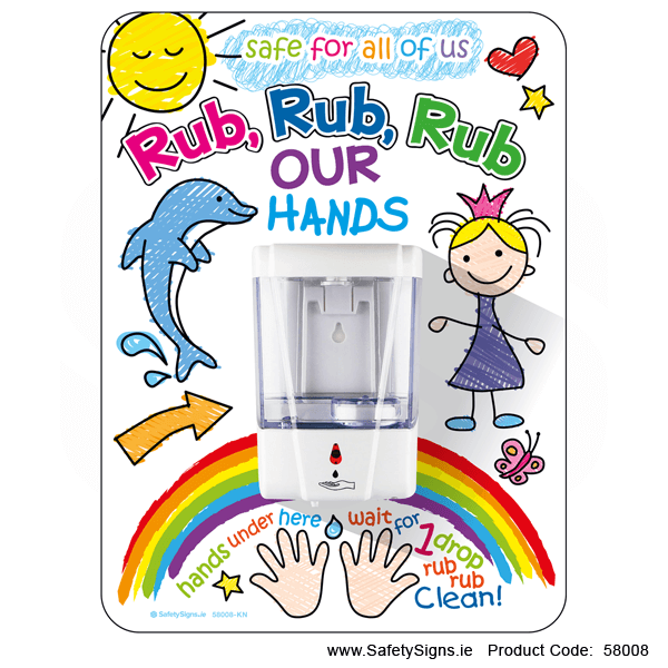 Rub our Hands - Kids - Panel with Dispenser - 58008