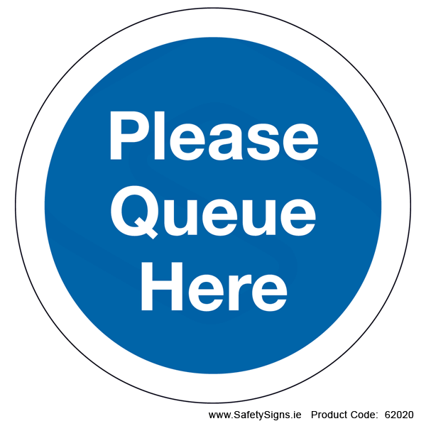Please Queue Here - FloorSign (Circular) - 62020