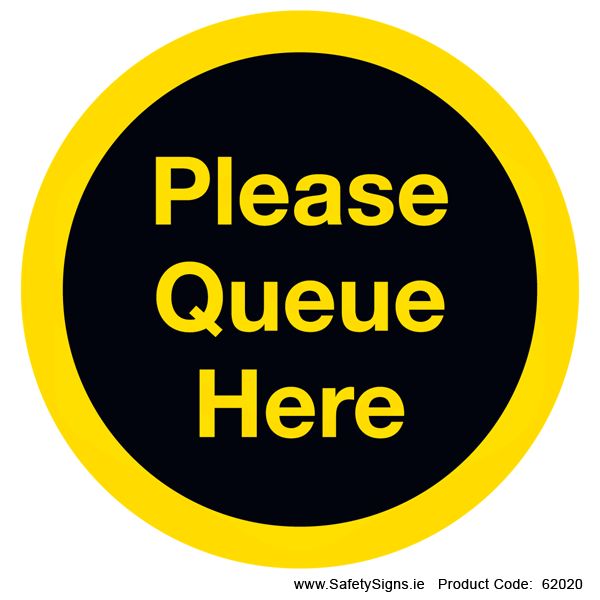 Please Queue Here - FloorSign (Circular) - 62020