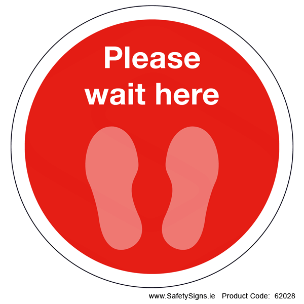Please Wait Here - FloorSign (Circular) - 62028