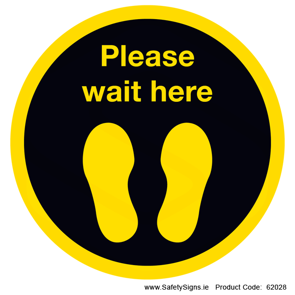 Please Wait Here - FloorSign (Circular) - 62028