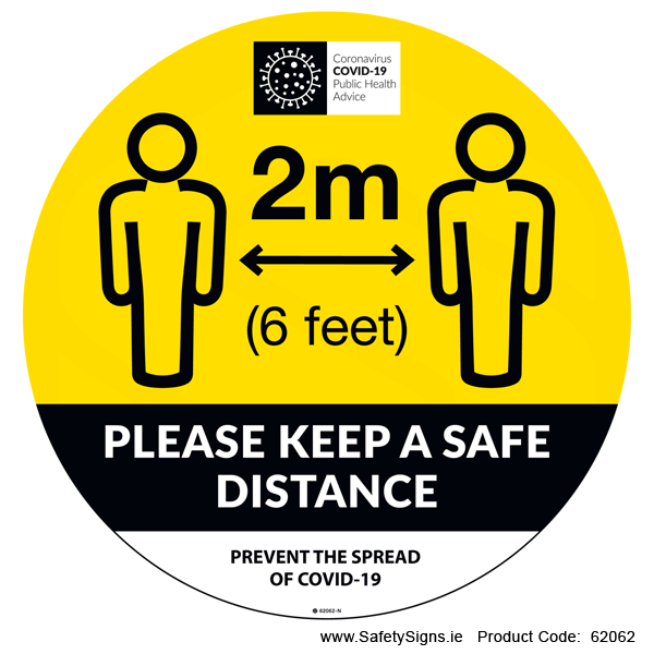Keep a Safe Distance 2 Metre - (Circular) - 62062