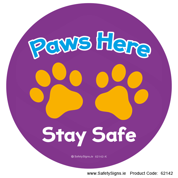 Paws Here - Stay Safe - Kids - FloorSign - 62142