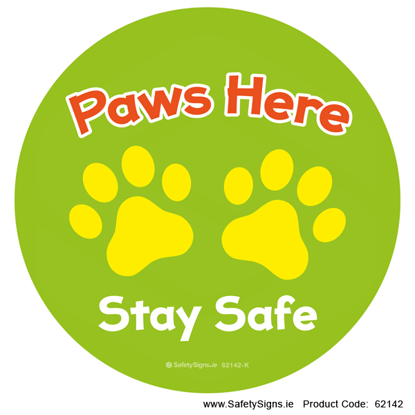 Paws Here - Stay Safe - Kids - FloorSign - 62142