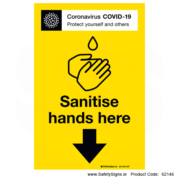 Sanitise Hands Here - 62146