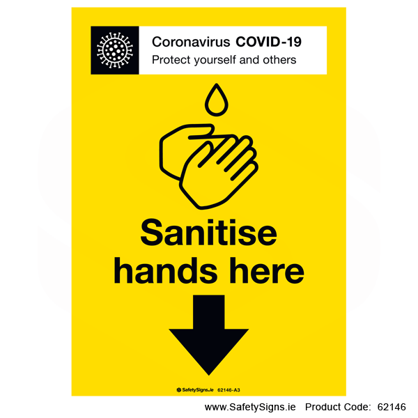 Sanitise Hands Here - 62146