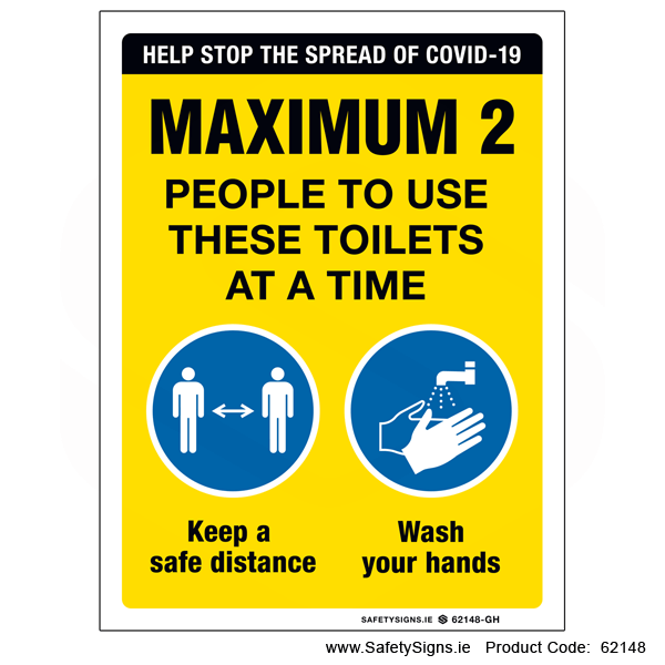 Maximum 2 People to Use These Toilets - 62148