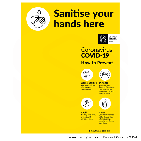Sanitise Hands Here - Dispenser Backing Panel - 62154