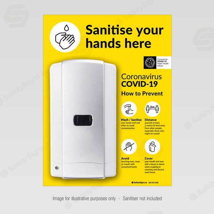 Sanitise Hands Here - Dispenser Backing Panel - 62154