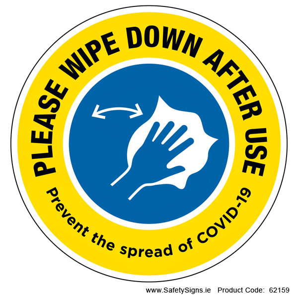 Wipe Down After Use (Circular) - 62159