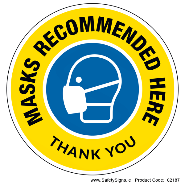 Masks Recommended (Circular) - 62187
