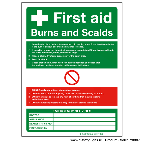 First Aid Burns and Scalds - 28007