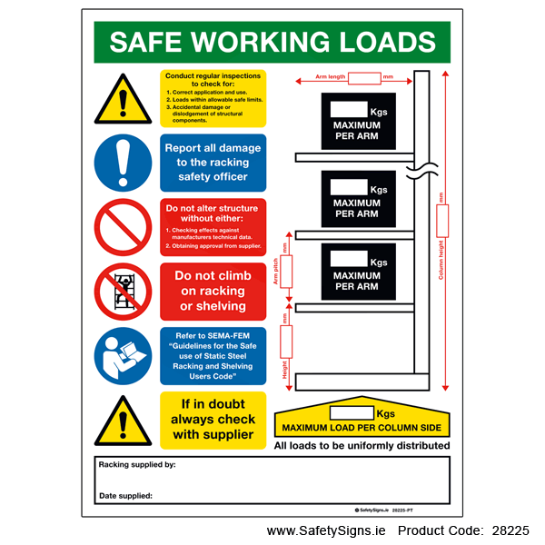 Safe Working Loads - 28225