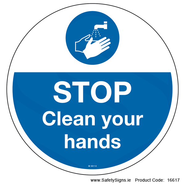 STOP Clean your Hands - FloorSign (Circular) - 16617