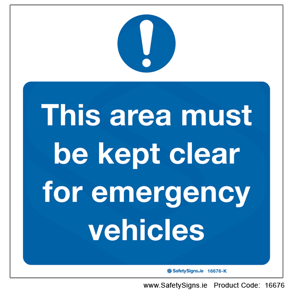 Area to be kept Clear for Emergency - 16676