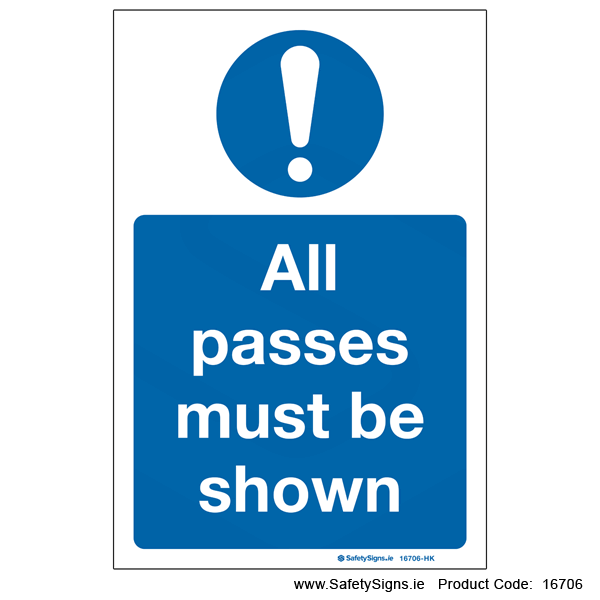 All Passes must be Shown - 16706