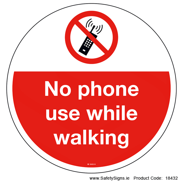 No Phone Use While Walking - FloorSign (Circular) - 18432