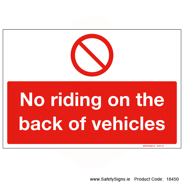 No Riding on back of Vehicles - 18450
