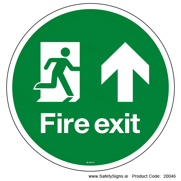 Fire Exit - Arrow up - FloorSign (Circular) - 20046